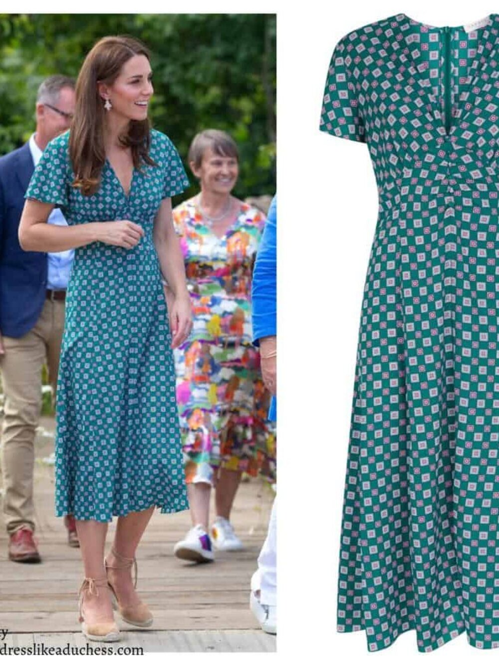 Sandro square print crepe midi short sleeve dress in size 40